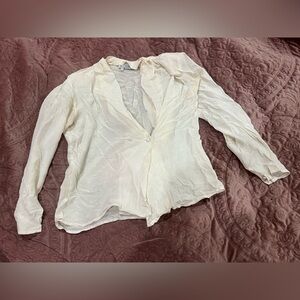 Alexandria 10 Light Cream Sheer Button-Front Blouse